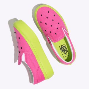 Vans Kiz Çocuk Spor Ayakkabı Watermelon Slip-On Platform Pembe/Açık Yeşil | 62644-263